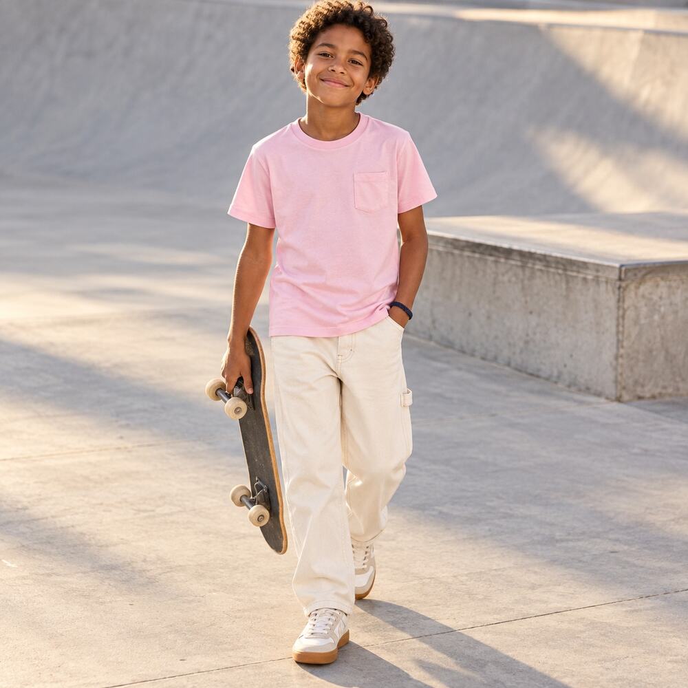 Crewcuts T Shirt Kids L 10-11 Pink Pocket Garment Dyed Coastal Preppy Classic